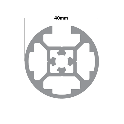 10-40R1-0-1500MM ALUMINUM PROFILE 40MM ROUND<br>1-SLOT, CUT TO LENGTH OF 1500MM